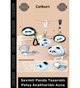 Özel Üretim Hediye Cep Aynası Yumuşak Aksesuar Sevimli Panda Tasarımlı Peluş Anahtarlıklı Ayna