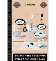 Özel Üretim Hediye Cep Aynası Yumuşak Aksesuar Sevimli Panda Tasarımlı Peluş Anahtarlıklı Ayna