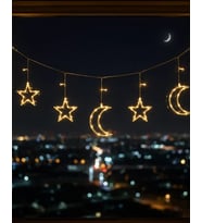 Büyük Ay Yıldız LED Ramazan Süsü Sıcak Beyaz Dekoratif Işık