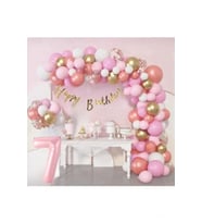 7 Yaş Lüks Pembe Rose Gold Pembe Folyo Balon Doğum Günü Parti Seti Süsü