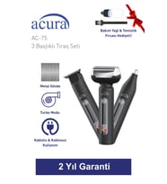 Acura AC-75 3 Başlıklı Metal Gövdeli Tıraş Seti