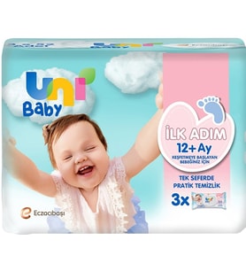 Uni Baby Islak Havlu Mendil 52 Yaprak İlk Adım (3 Lü Pk) 156 Yaprak