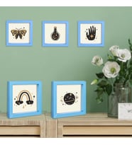 Yapışkanlı Sök Tak Mavi Pola Çerçeveler 12x12cm - 5'li Paket +resim baskısı