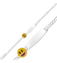 Kişiye Özel Gülen Emoji Gümüş Çocuk Künyesi