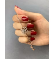 Baget Taşlı Rose Kaplama Gümüş Kadın Bileklik