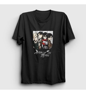 Presmono Unisex Siyah Team Anime Attack On Titan T-Shirt 125140tt
