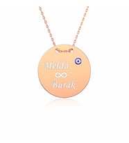 Kişiye Özel İsimli Plaka Nazar Rose Gümüş Kolye