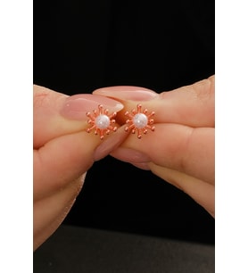 Gümüş rose incili tomurcuk küpe SGTL12841ROSE