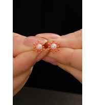 Gümüş rose incili tomurcuk küpe SGTL12841ROSE