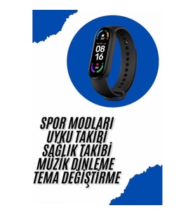 Mey İthalat® Akıllı Uyumlu Bileklik M6 Adımsayar Spor Modları Çağrı Görme Türkçe Menü
