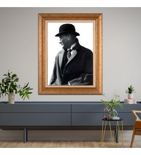 Altın Paspartulu Atatürk  Çerçeveli Tablo C39 (Gold)