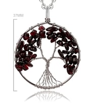 Sertifikalı Doğal Lal - Garnet - Granat Taşı Hayat Ağacı Kolye (Çok Renkli)