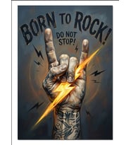 Born To Rock El Hareketi Şimşek Dekoratif Kanvas - Mdf Ahşap Tablo