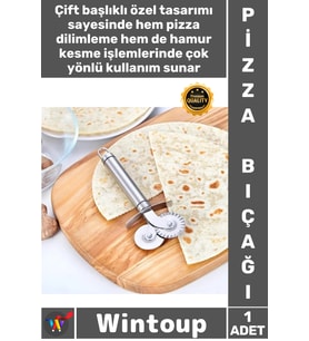 #Bıçak Paslanmaz Çelik Profesyonel Mutfak Kesici Hamur Kesim Aracı Çift Başlıklı Pizza Hamur Bıçağı