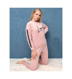 Fransız Kadife Kadın Pijama Takımı 1595-3 (Pembe)