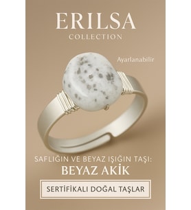 Sertifikalı Doğal Beyaz Akik Taşı Yüzük – Ayarlanabilir Kalın Tımbıl Kasa (Çok Renkli)