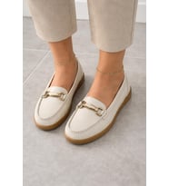 Trendyshose 24109 Tam Anatomic Deri Yazlık Garantılı Erkek Ayakkabı (Krem)