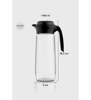 Renga Daisy 1500 ml Siyah Kapaklı Gravürlü Cam Sürahi 111023