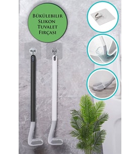 1 Adet Pratik Golf Tasarımlı Su Damlatmaz Bükülebilir Silikon Tuvalet Fırçası Wc Klozet Fırçası (Beyaz)
