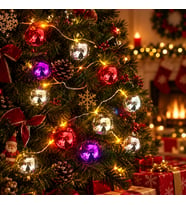 2 Metre 10 Led Pilli 2 Kademeli Parlak Top Led Yılbaşı Ağacı Süsü