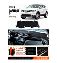 NİSSAN QASHQAI J11 (2013-2020) Uyumlu Torpido Örtüsü Torpido Kılıfı - Siyah Gri