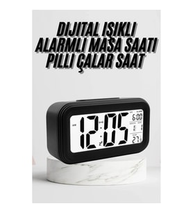 Mey İthalat® Dijital Masa Saati Termometre Takvim Led Ekran Pilli Ev Ofis Masası