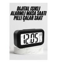 Mey İthalat® Dijital Masa Saati Termometre Takvim Led Ekran Pilli Ev Ofis Masası