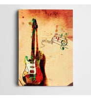 Gitar Ve Notalar Kanvas Tablo