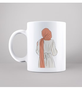 Tesettürlü Kız Karikatür Tasarımlı Kupa