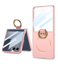 Lexroo Galaxy Z Flip 7 Kılıf M-safe Şarj Özellikli Kıpta Yüzüklü Flip Sert Kılıf - Pembe