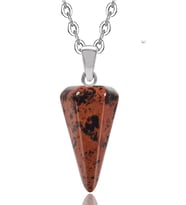 Sertifikalı Doğal Benekli Obsidyen Taşı Pandül Kolye (Çok Renkli)
