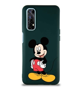 Realme 7 Soft Premier Kapak Mickey Mouse-E Tasarımlı Silikon Kılıf - Yeşil (Şeffaf)