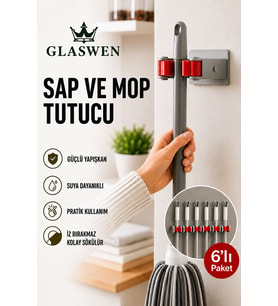 6 Adet Paspas Süpürge Fırça Ve Mop Askısı Sap Tutucu Askı