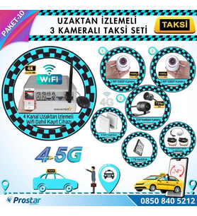 Taksi Kamera Seti 10 Uzaktan Izlemeli 3 Kameralı Wifi 4G 1 Tb Harddisk Dahil