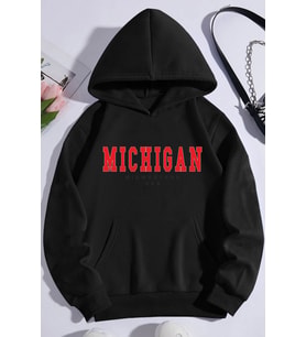 Unisex Michigan Baskılı Sweatshirt (Siyah)