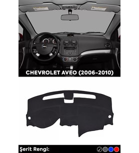 Chevrolet Aveo (2006-2010) 3d Torpido Koruma Kılıfı - Ön Göğüs Kaplama - Siyah Şerit