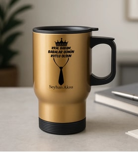 BK Gift Kişiye Özel Babalar Günü Tasarımlı Kulplu Çelik Bardak Termos Mug 450ml-10, Babalar Günü Hediye, Babaya Hediye