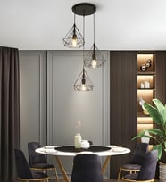 3 Başlı Avize Modern Restoran Bar Tezgahı Koridor Geçidi Balkon Ofis Yatak Odası Yatak Başı Merdiven Metal Sarkıt Avize 3225-W85-4D-XX (Siyah)