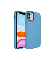 Apple iPhone 11 Uyumlu Kılıf Metal Çerçeve ve Buton Tasarımlı Silikon Zore Luna Kapak (Bebek Mavisi)