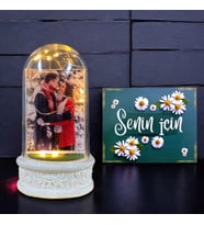 Kişiye Özel Led Işıklı Fotoğraflı Fanus Hediyesi