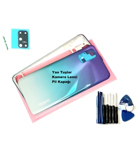Tkgz Oppo A72 KASA Arka Pil Batarya Kapağı (TAMİR SETİ) MAVİ