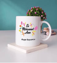 Anneler Günü Hediyesi Anneye Hediye - 3 - Kupa Bardak ve Taş Bardak Altlığı Hediye Seti