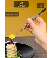 Kıvrımlı Şef Cımbızı Paslanmaz Dekor Cımbızı Çelik Yemek Cımbızı Maşa 20 cm