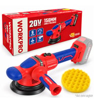 WORKPRO WP392200 20V 150MM Kömürsüz Şarjlı Profesyonel Orbital Polisaj Makinesi Akü Dahil Değildir