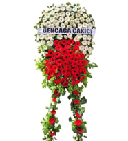 Büyük Boy Cenaze Çelengi Kırmızı Beyaz Merasim Cenaze Çelenkleri