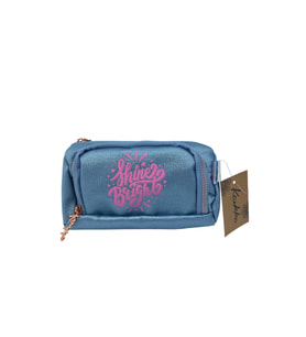 Metalik Mavi Çift Bölmeli Kalem Çantası, Şık ve Kullanışlı Tasarım