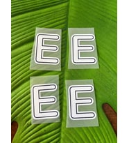 5X4 CM 4 LÜ ÜTÜ İLE YAPIŞAN E HARFİ TRANSFER BASKI ARMA (Beyaz)