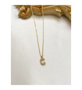 Zirkon Taşlı Minimal Gold C Harfli Kolye