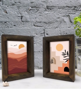 Bk Gift Dekoratif 2'li Doğal Masif Ahşap Çerçeve 15x20cm-23 (Beyaz)