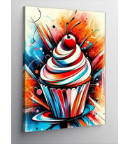 Kanvas Tablo Renkli Fon Cupcake